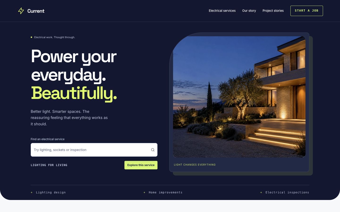 Current Electric website built with Kruft