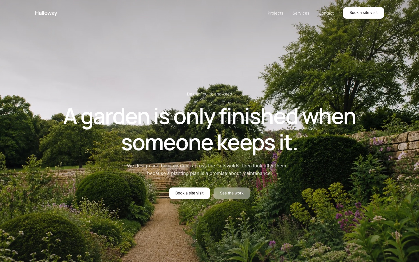 Halloway website built with Kruft