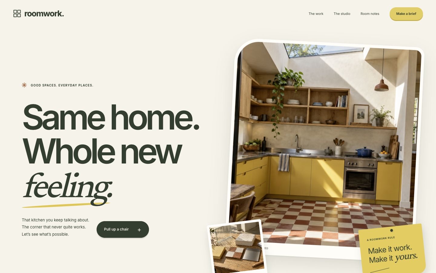 Roomwork website built with Kruft